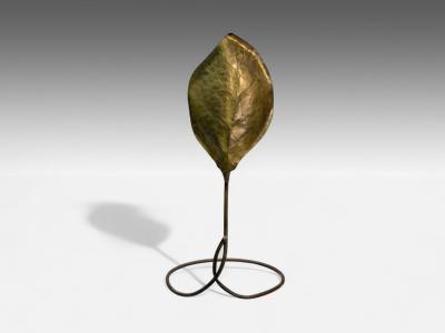 Tommaso Barbi Tomasso Barbi Patinated Brass Ginko Leaf Floor Lamp Italy 1970s