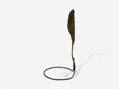 Tommaso Barbi Tomasso Barbi Patinated Brass Ginko Leaf Floor Lamp Italy 1970s