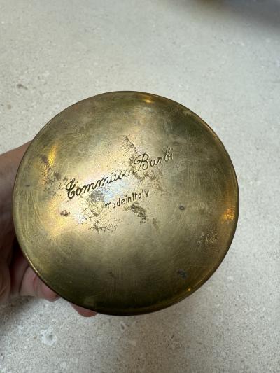 Tommaso Barbi Tommaso Barbi Brass and Ceramic Table Lighter Italy 1970s