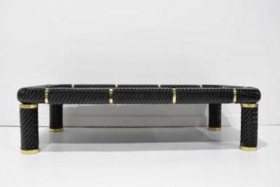 Tommaso Barbi Tommaso Barbi Cocktail Table in Black Ceramic with Brass Trim