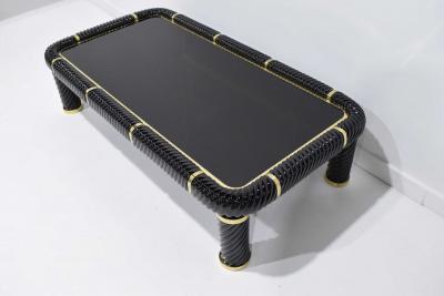 Tommaso Barbi Tommaso Barbi Cocktail Table in Black Ceramic with Brass Trim