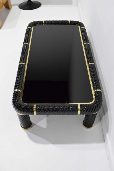 Tommaso Barbi Tommaso Barbi Cocktail Table in Black Ceramic with Brass Trim