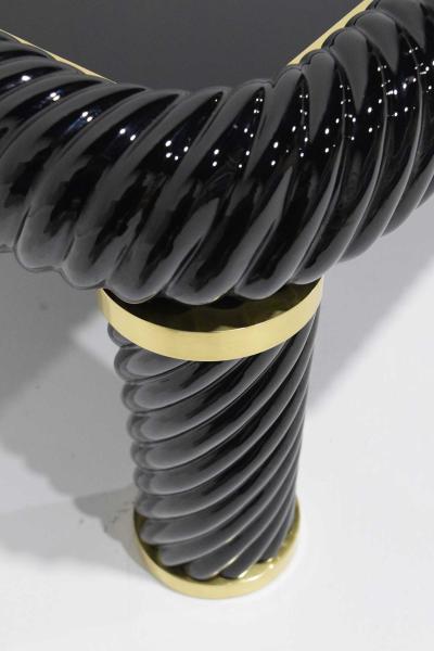 Tommaso Barbi Tommaso Barbi Cocktail Table in Black Ceramic with Brass Trim