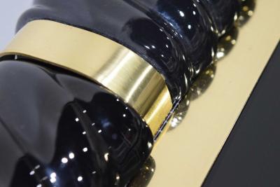 Tommaso Barbi Tommaso Barbi Cocktail Table in Black Ceramic with Brass Trim