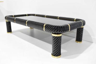 Tommaso Barbi Tommaso Barbi Cocktail Table in Black Ceramic with Brass Trim