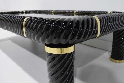Tommaso Barbi Tommaso Barbi Cocktail Table in Black Ceramic with Brass Trim