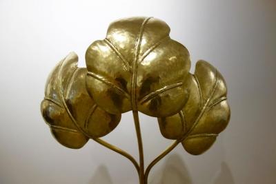 Tommaso Barbi Tommaso Barbi Italian Mid Century Brass Three Leaf Floor Lamp