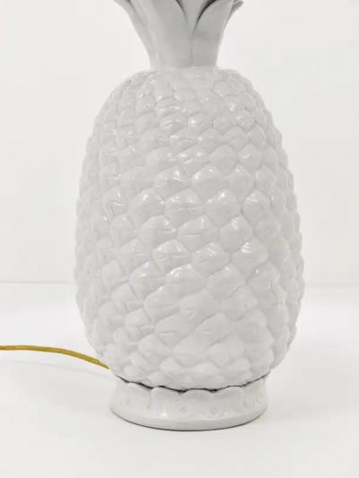 Tommaso Barbi Tommaso Barbi Style White Pineapple Hollywood Regency Table Lamp Italy 1970s