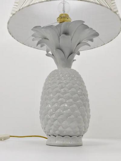 Tommaso Barbi Tommaso Barbi Style White Pineapple Hollywood Regency Table Lamp Italy 1970s