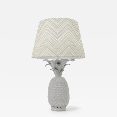 Tommaso Barbi Tommaso Barbi Style White Pineapple Hollywood Regency Table Lamp Italy 1970s