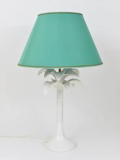 Tommaso Barbi Tommaso Barbi White Palm Tree Faux Bamboo Table Lamp Italy 1970s