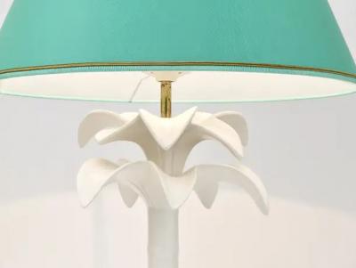 Tommaso Barbi Tommaso Barbi White Palm Tree Faux Bamboo Table Lamp Italy 1970s