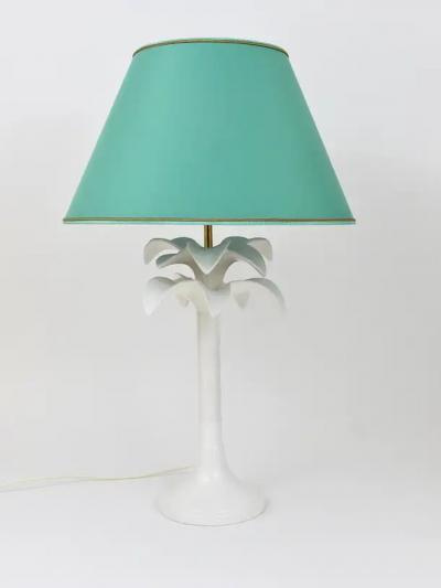 Tommaso Barbi Tommaso Barbi White Palm Tree Faux Bamboo Table Lamp Italy 1970s