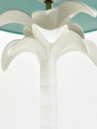 Tommaso Barbi Tommaso Barbi White Palm Tree Faux Bamboo Table Lamp Italy 1970s