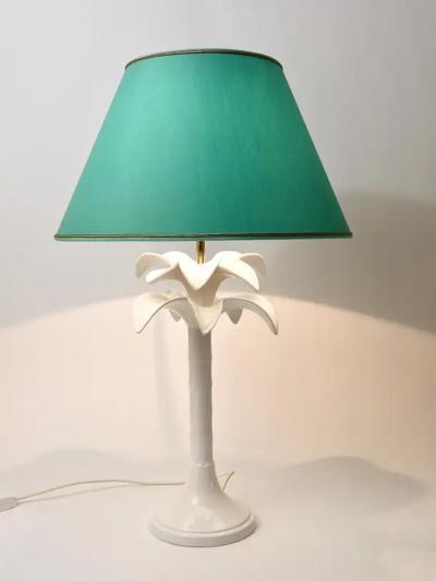 Tommaso Barbi Tommaso Barbi White Palm Tree Faux Bamboo Table Lamp Italy 1970s