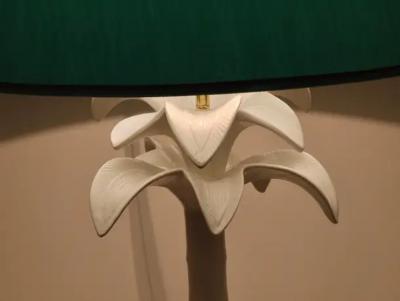 Tommaso Barbi Tommaso Barbi White Palm Tree Faux Bamboo Table Lamp Italy 1970s