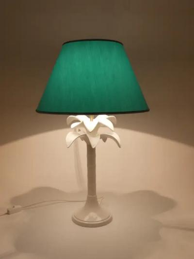 Tommaso Barbi Tommaso Barbi White Palm Tree Faux Bamboo Table Lamp Italy 1970s