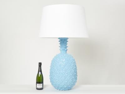 Tommaso Barbi Tommaso Barbi XL blue pineapple ceramic table lamp 1970s
