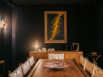 Tommaso Barbi Tommaso Barbi cerused oak and brass dining table 1970s