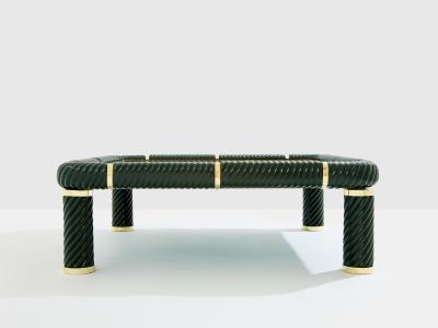 Tommaso Barbi Tommaso Barbi olive green ceramic and brass coffee table 1970s