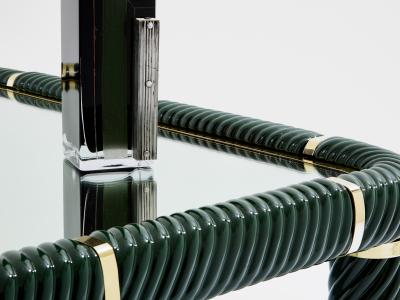 Tommaso Barbi Tommaso Barbi olive green ceramic and brass coffee table 1970s