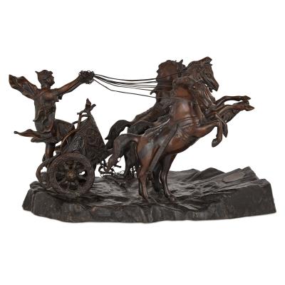 Tommaso Campaiola Bronze sculpture of horse drawn chariot by Tommaso Campaiola