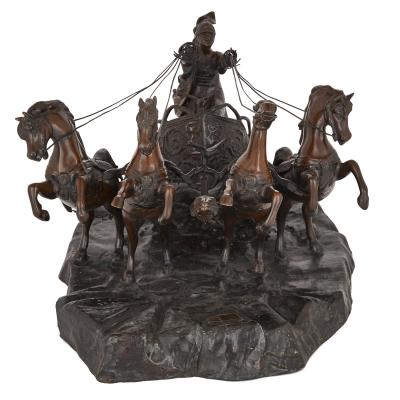 Tommaso Campaiola Bronze sculpture of horse drawn chariot by Tommaso Campaiola