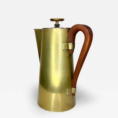 Tommi Parzinger 1960s Tommi Parzinger Dorlyn Silversmiths Brass Walnut Coffee Tea Pot Service