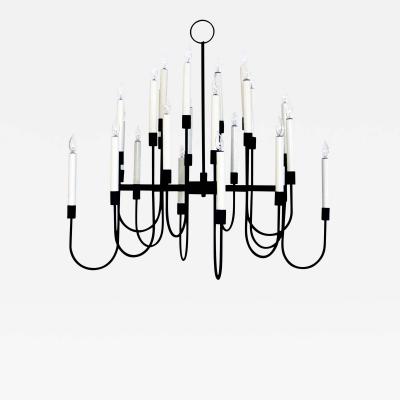 Tommi Parzinger A Stylish Black Enameled Metal 12 Arm Chandelier Tommi Parzinger