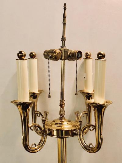 Tommi Parzinger Brass Hollywood Regency Tommi Parzinger Style Trumpet Form Floor Lamp