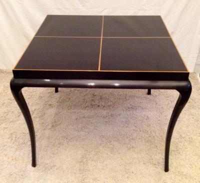 Tommi Parzinger Card or Small Dining Table Four Double X Back Chairs