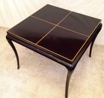 Tommi Parzinger Card or Small Dining Table Four Double X Back Chairs