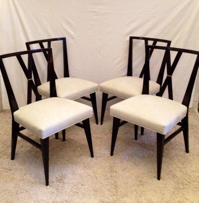Tommi Parzinger Card or Small Dining Table Four Double X Back Chairs