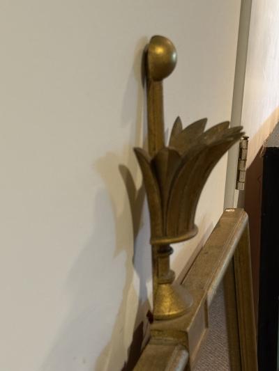 Tommi Parzinger EXCEPTIONAL GILT WOOD MIRROR WITH STYLIZED FLORA CREST MIRROR BY TOMMI PARZINGER