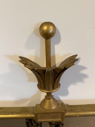 Tommi Parzinger EXCEPTIONAL GILT WOOD MIRROR WITH STYLIZED FLORA CREST MIRROR BY TOMMI PARZINGER