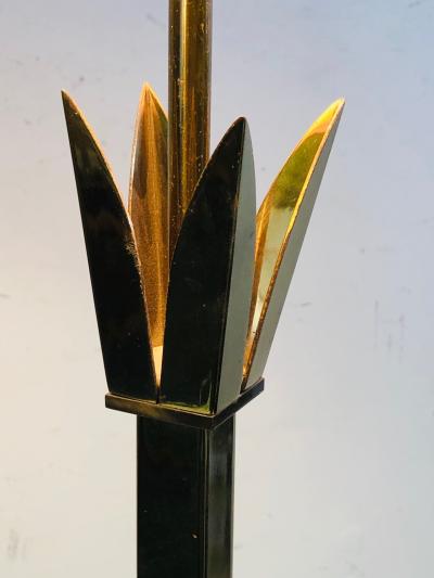 Tommi Parzinger Exceptional Marble Brass Metal Floor Lamp Table Attributed to Parzinger