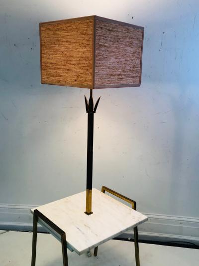 Tommi Parzinger Exceptional Marble Brass Metal Floor Lamp Table Attributed to Parzinger