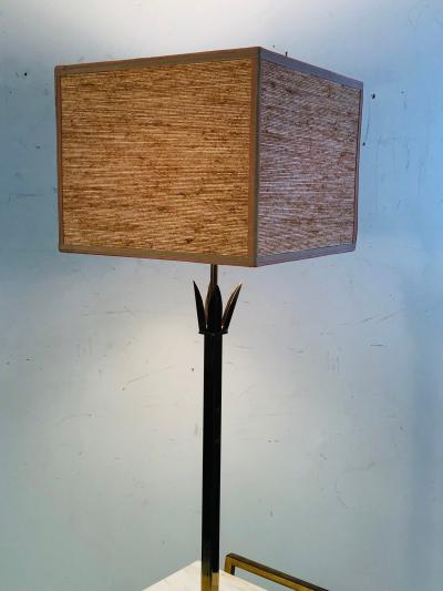 Tommi Parzinger Exceptional Marble Brass Metal Floor Lamp Table Attributed to Parzinger