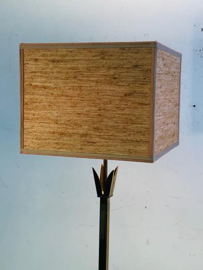 Tommi Parzinger Exceptional Marble Brass Metal Floor Lamp Table Attributed to Parzinger