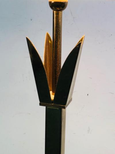 Tommi Parzinger Exceptional Marble Brass Metal Floor Lamp Table Attributed to Parzinger