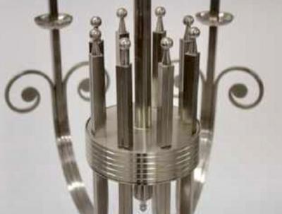 Tommi Parzinger Highly Important Rare Tommi Parzinger Hand Made Nickel Finish Chandelier