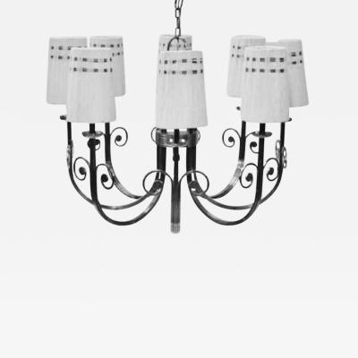 Tommi Parzinger Highly Important Rare Tommi Parzinger Hand Made Nickel Finish Chandelier
