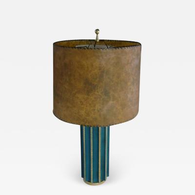 Tommi Parzinger Leather Fluted Table Lamp in the Style of Tommi Parzinger