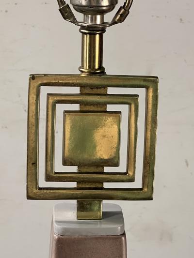 Tommi Parzinger MID CENTURY BRASS AND CERAMIC LAMP IN THE MANNER OF TOMMI PARZINGER