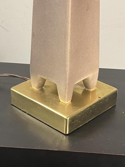 Tommi Parzinger MID CENTURY BRASS AND CERAMIC LAMP IN THE MANNER OF TOMMI PARZINGER