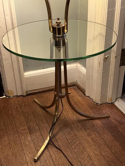 Tommi Parzinger MID CENTURY BRASS AND GLASS FLOOR LAMP IN THE MANNER OF PARZINGER