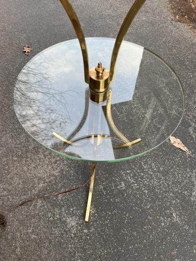 Tommi Parzinger MID CENTURY BRASS AND GLASS FLOOR LAMP IN THE MANNER OF PARZINGER