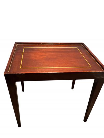 Tommi Parzinger MID CENTURY INLAID MAHOGANY GAME TABLE IN THE MANNER OF TOMMI PARZINGER