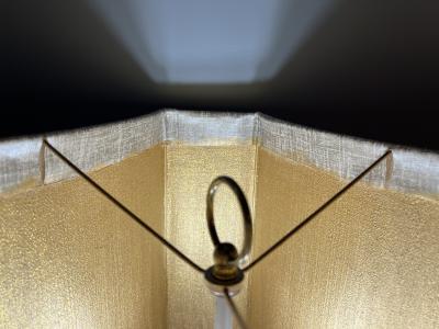 Tommi Parzinger MID CENTURY MODERN BRASS AND MARBLE LAMP WITH ORIGINAL UNUSUAL SHADE