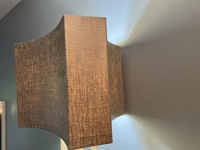 Tommi Parzinger MID CENTURY MODERN BRASS AND MARBLE LAMP WITH ORIGINAL UNUSUAL SHADE